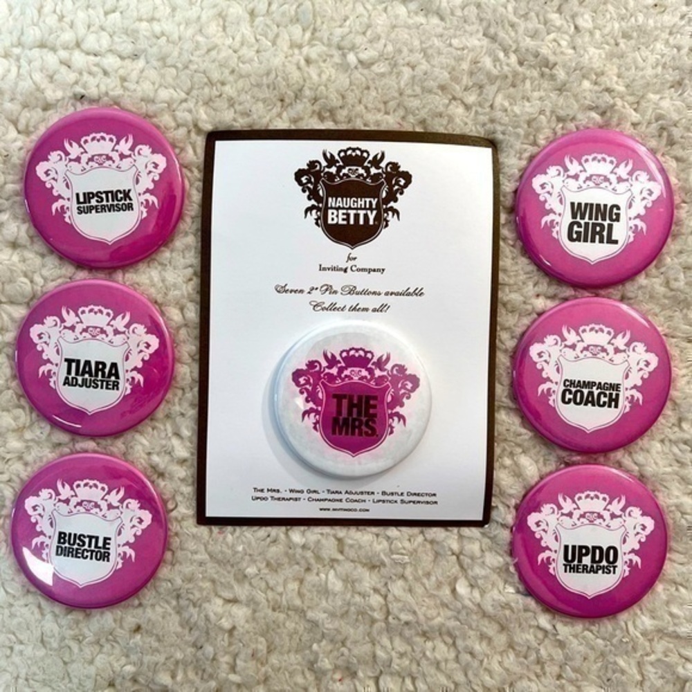 Naughty Betty Bridal Pin Button Assortment